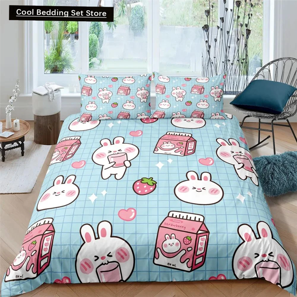 

Cartoon Cute Dog/Rabbit Bedding Set Nordic King Single Twin 90/135/150 Bed Cover 240×220 Duvet Cover For Girl Boy Kid Teens Gift