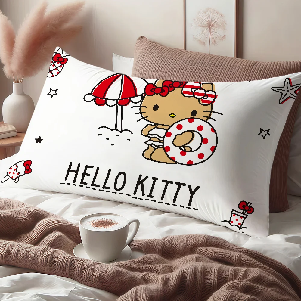 غطاء الوسادة وسادة مستطيلة لطيفة غطاء SRO أريكة المنزل الكرتون المعيشة القط غرفة الفن مكتب مقهى h-HelloKitty المخدة #6