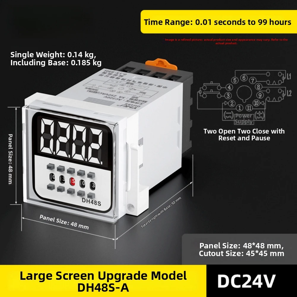 Digital Timer Relay A for Automated Machinery Timing 0.01s to 99h Adjustable Delay Range with Power Memory Feature