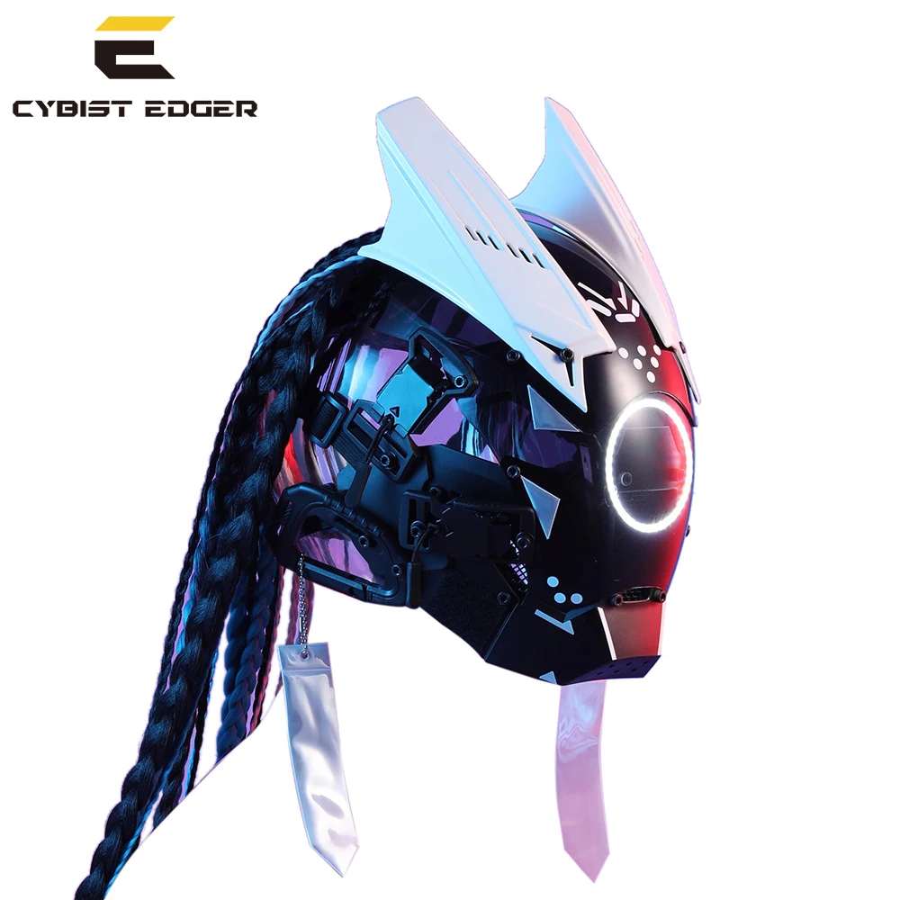 🔥 Cyber Punk Mask , Mechanical Steampunk Gas Mask with  light Biochemical Warning Sign for Cosplay Halloween Party Gift