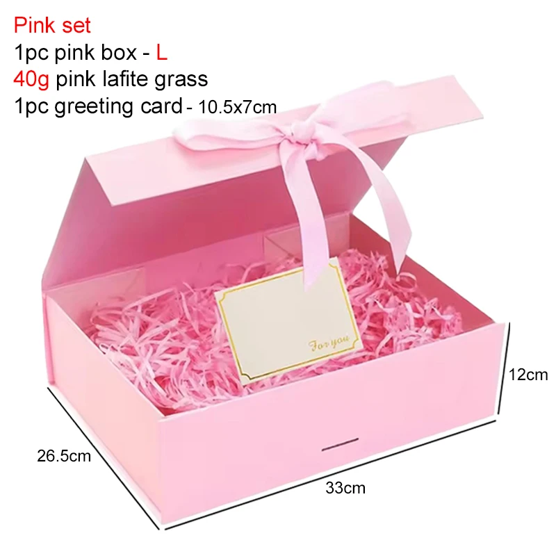 Magnetisches Geschenkbox-Set mit Lafite-Gras und Grußkarten, Schwarz/Rosa/Weiß, Party-Valentinstag-Geschenke, Faltbox TMZ – Detail 13