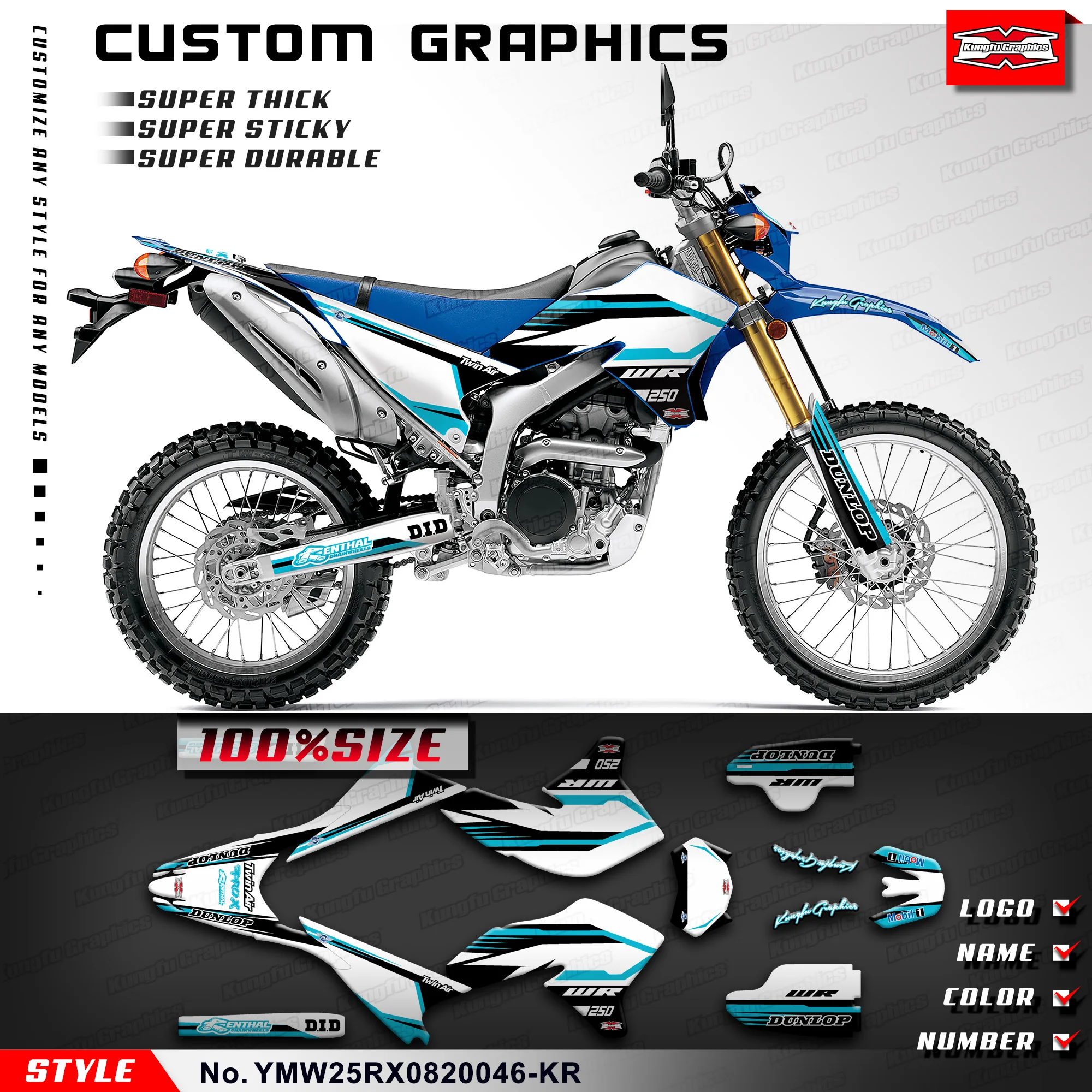 

KUNGFU GRAPHICS Adhesive Sticker Wrap Design for Yamaha WR250R WR250X 2008-2020, YMW25RX0820046-KR