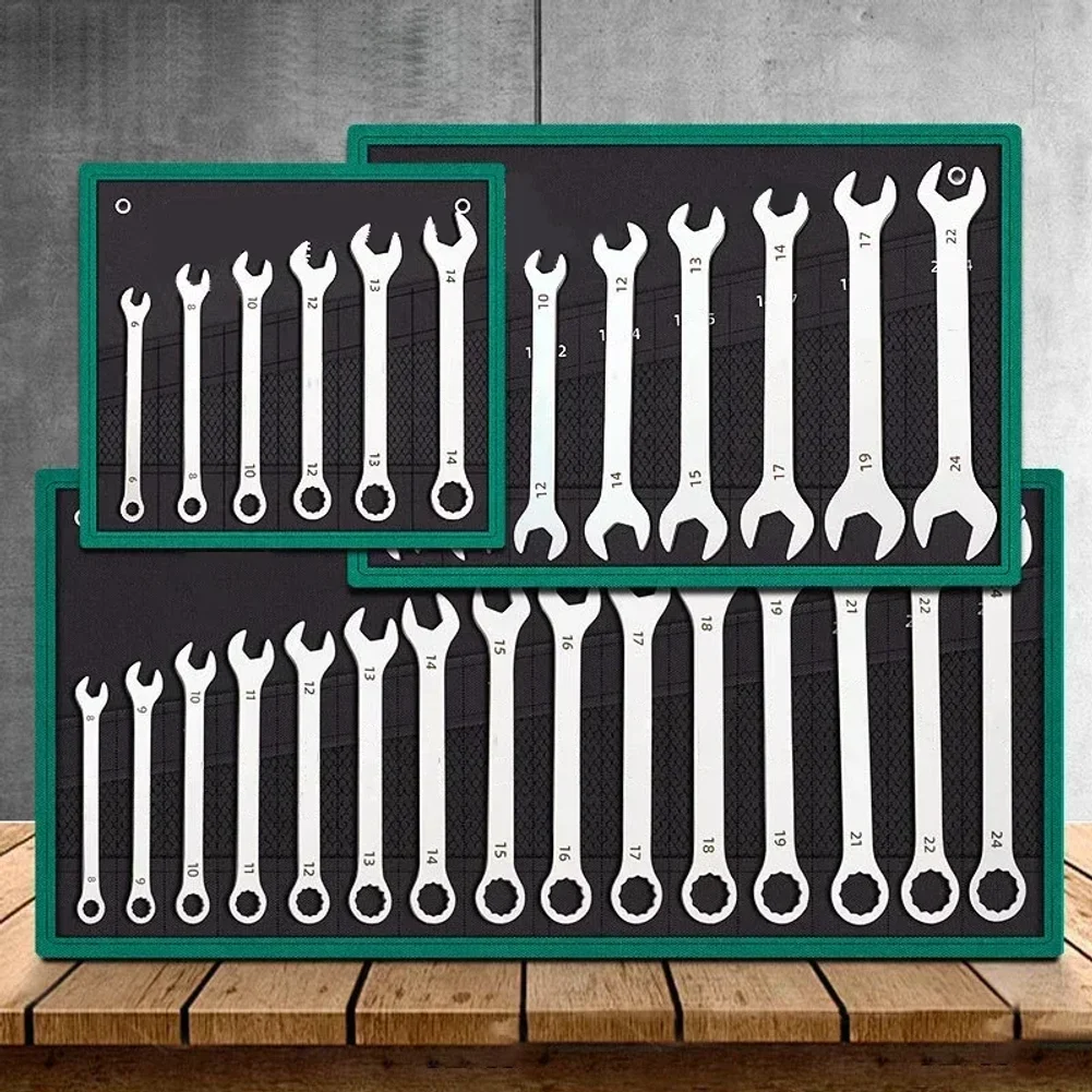 Ultra-thin Open End Wrench Set 6-27mm Plum Wrenches Combination Universal Dual Heads Ratchet Spanner Set Car Repairing Tools