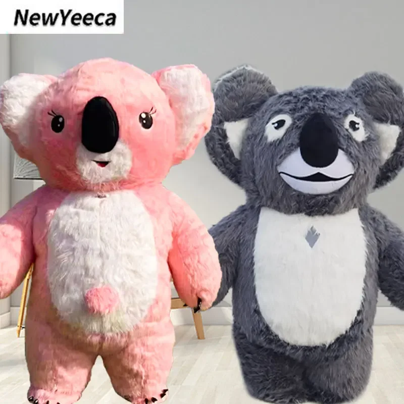 Giant Koala Opblaasbaar Kostuum Grijs Roze Koala Mascotte Voor Volwassenen Mannen Vrouwen Full Body Animal Christmas Fancy Dress Gratis Verzending