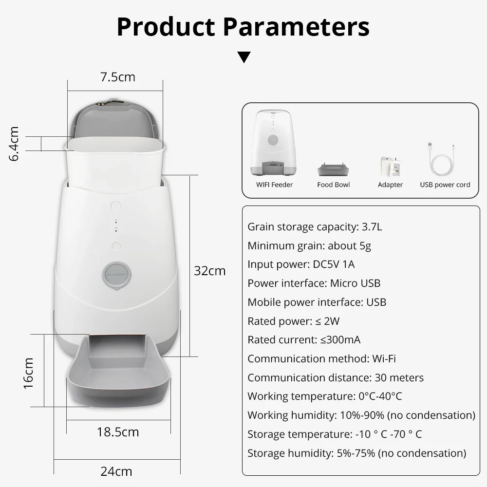 Zemismart Wifi Connect Tuya APP Timer Remote Operate Auto Dog Cat Feeder Smart 3.7L Pet Feeder smart Pet Automatic Feeder Wifi