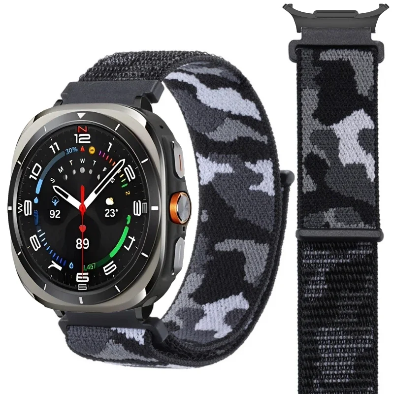 Camouflage Nylon Strap for Samsung Galaxy Watch 7 Ultra 47mm Sports Breathable Bracelet for Galaxy Watch Ultra Band Accessories