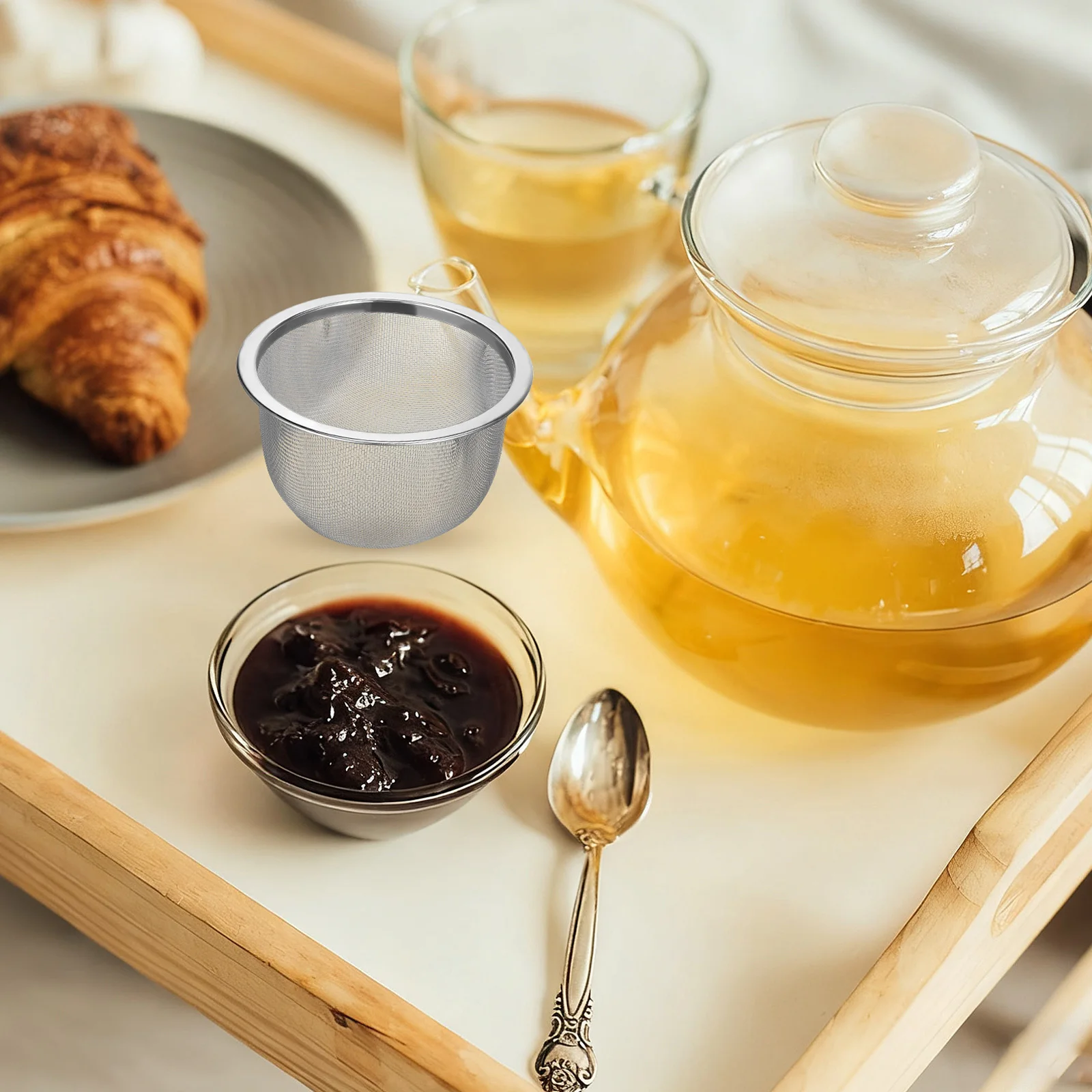 

4pcs Stainless Steel Infuser Mesh Strainer Double Handle For Home Tea Room Restaurant Use Tea Filters Strainer Kitchen