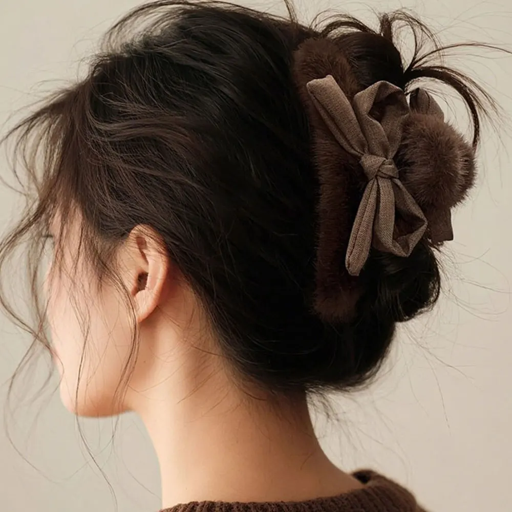 ฤดูหนาว Fuzzy ผม Claw ผู้หญิง WARM Fluffy ธรรมชาติ Mink FUR อะคริลิคปู Barrette Hairpin Elegant ผม Claws อุปกรณ์เสริมผม
