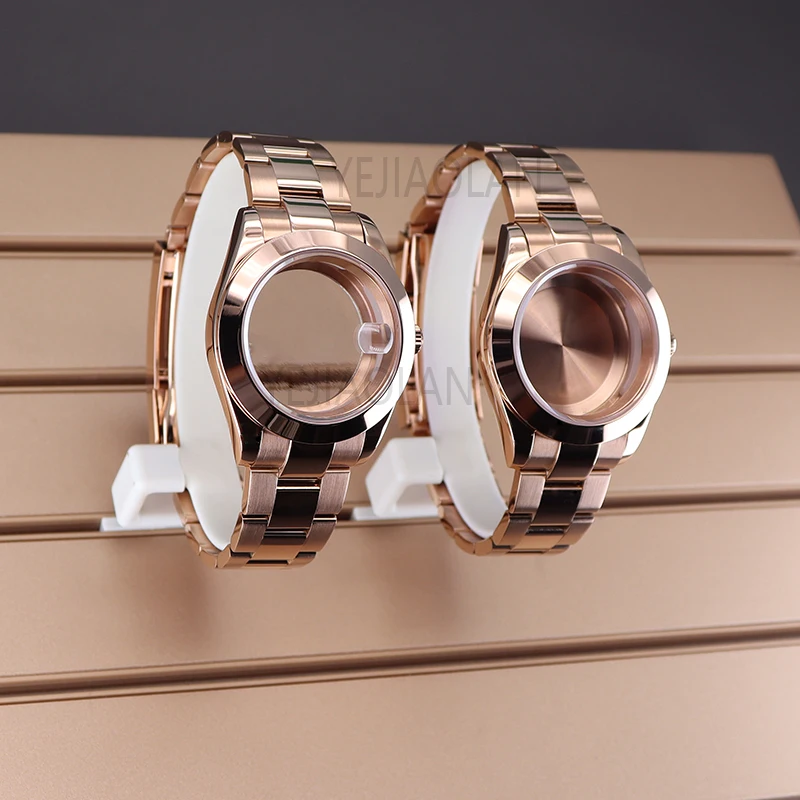 Stainless Steel Watch Cases para mulheres, Strap Parts, Rose Gold, Dial Movement, Air King, NH35, NH34, NH36, NH38, Miyota 8215, 28.5mm, 36mm, 40mm