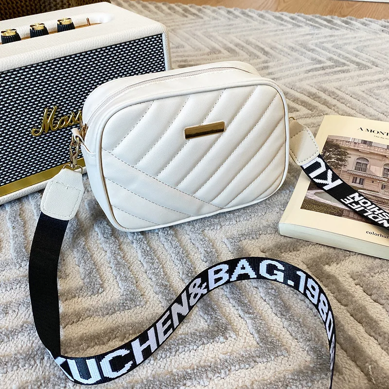Hochwertige Damen-Kameratasche aus PU-Leder mit Rollstreifen, Umhängetasche, Handytasche, lässige Umhängetasche, Schultertasche – Detail 11