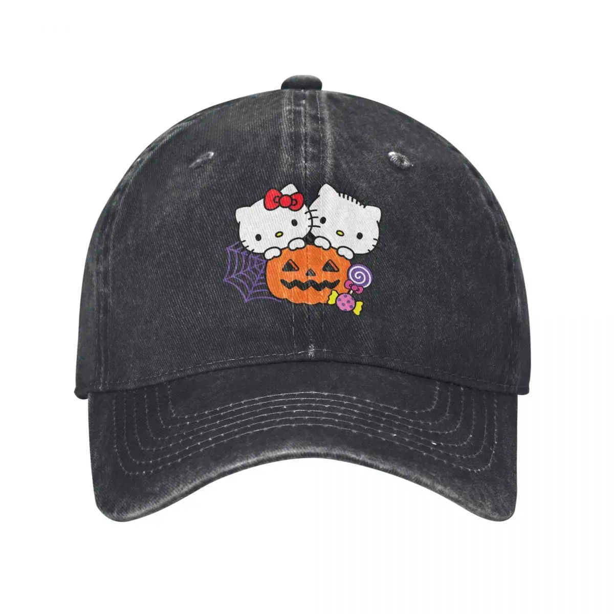 Hello Kitty Dear Daniel Perfect Pair Halloween Baseball Caps Retro Distressed Denim Sun Cap Men Women Golf Adjustable Hats Cap