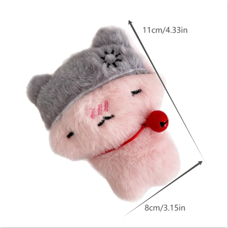 Cartoon Cute Bell Bunny Kitten Animals Squeaky Plush Doll Stuffed Toy Keychain Pendant Girly Keyring Bag Hanging Ornaments Gifts