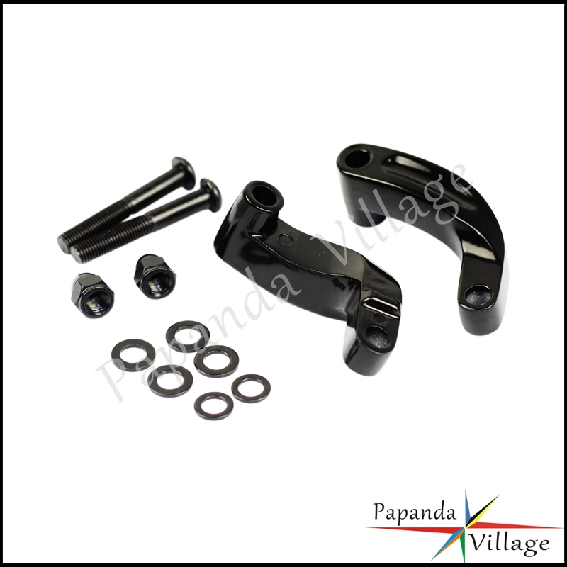 Motorbike Black Mirror Riser Relocation Extension Adaptors Kits For Harley Breakout FXS Dyna FXD Fatboy Heritage Softail 2006-14