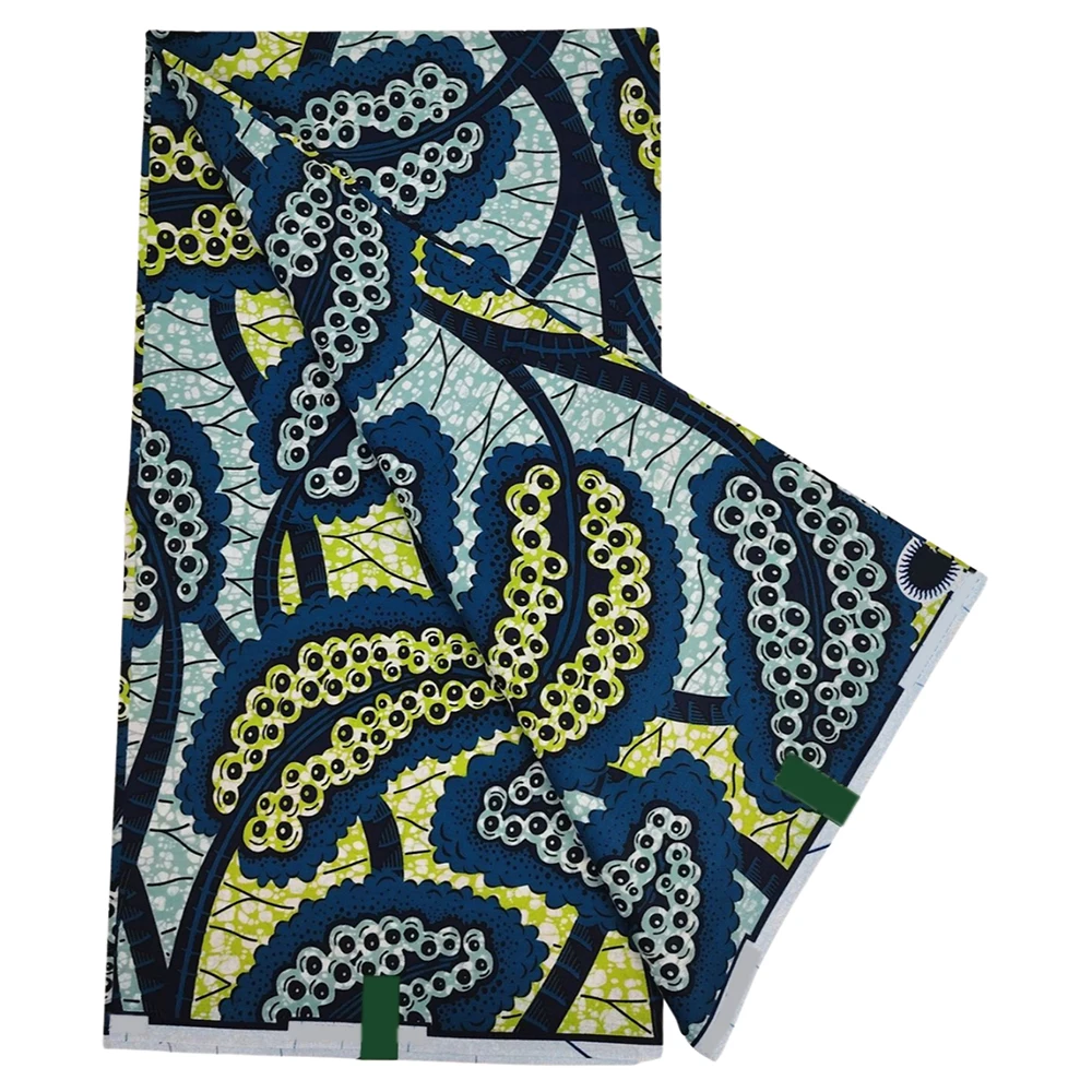 100% Cotton Nigerian Style Veritable Super Fabric Real African Wax Fabric 6 Yards Ankara Wax Print Batik Fabric For Sewing KU7