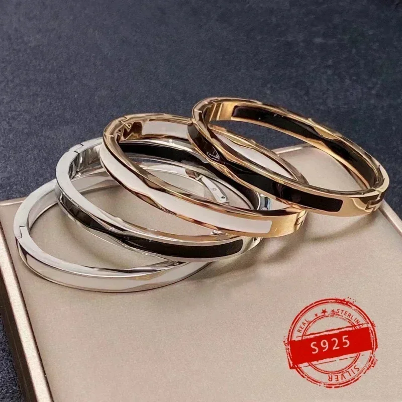 

2025 New 1:1 Custom Pop Brand S925 Silver Round Ceramic Bracelet Ladies Fashion Trend Jewelry Birthday Party Gift