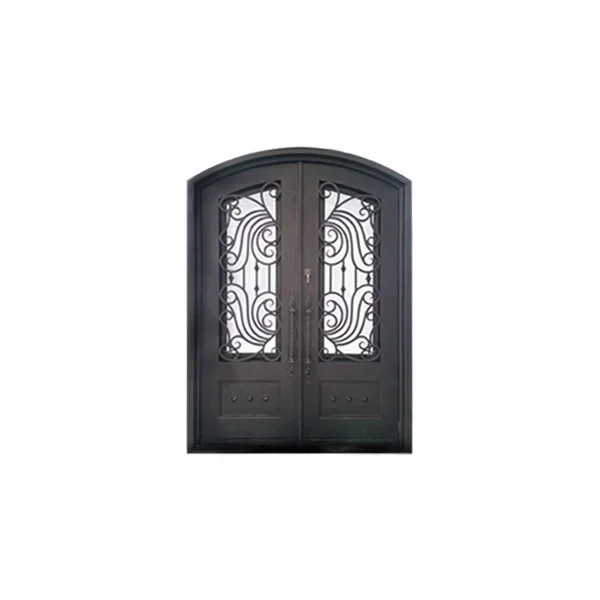 Screen Style Wrought Iron Private Glass Steel Exterior Minimalist Design Fiberglass Modern Luxury Entryway Door Customized SWING