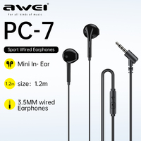 Awei PC-7T/PC-7 Wire-controlled Headset With Microphone Hands-free Calling Ergonomic Headphone Type-C Earphone For Smartphones