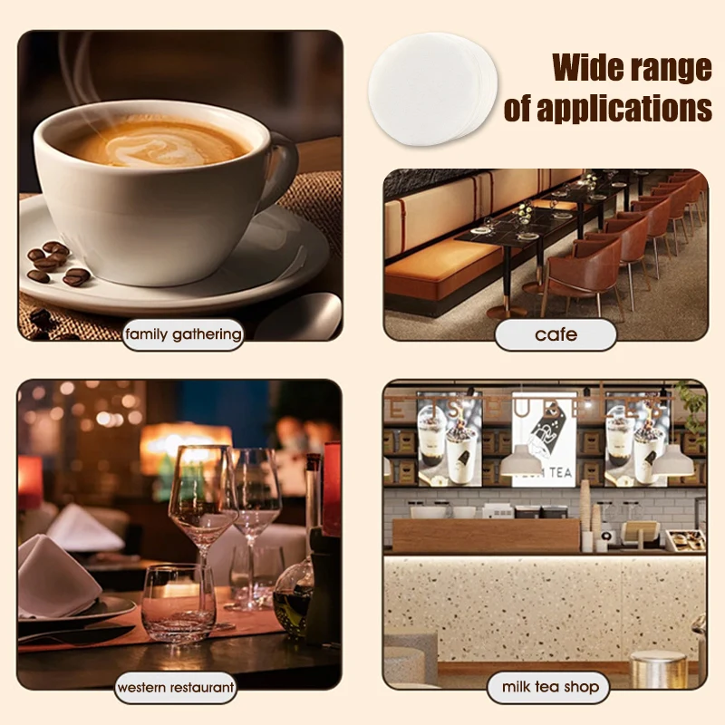 100 قطعة من ورق فلتر القهوة الأبيض المستدير، مرشحات ورق الإسبريسو للاستعمال مرة واحدة، أوراق القهوة البديلة لعشاق القهوة #5