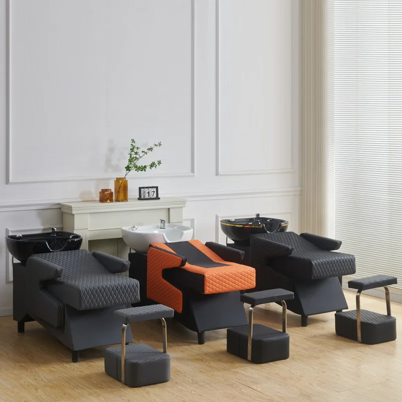 Light Luxury Modern Hair Washing Bed Salon Furniture With Adjustable Feature Comfortable Semi-Reclining For Hair Massage