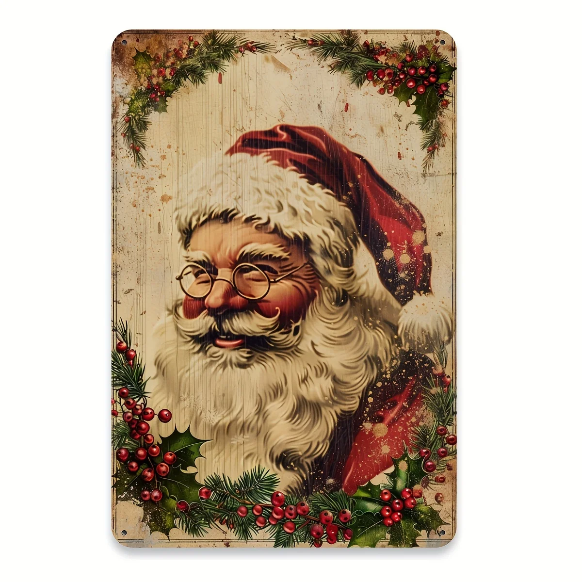 Vintage Santa Claus Metal Tin Sign - Perfect for Christmas Decor, Home & Cafe Wall Art, Indoor/Outdoor Use, 20.32x30.48 cm