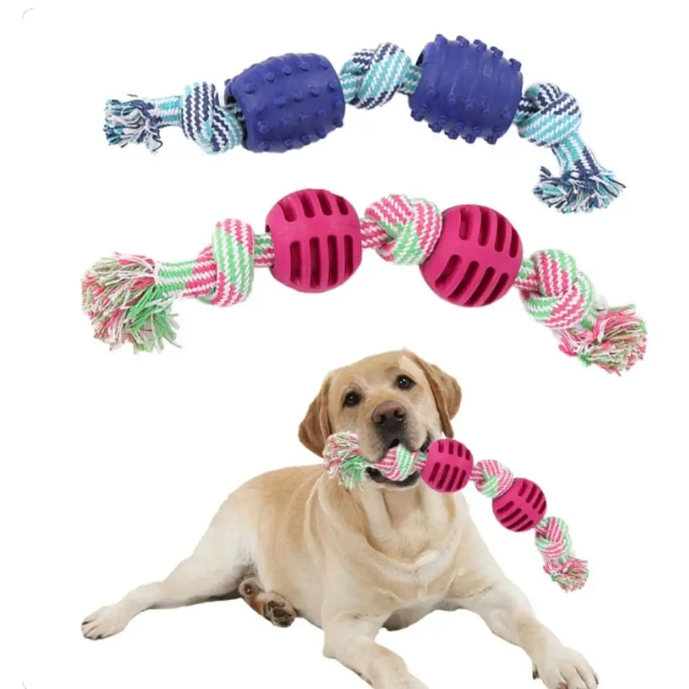 

Double knot cotton cord with ball dog toy teeth grinding toy teeth cleaning pet products