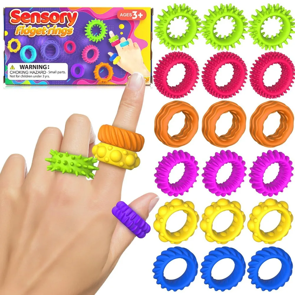 

New Fidget Toys - Silicone Sensory Fidget Rings for Adults Teens Massager Stress Relief Relax Fidget Toy for Autism Anxiety