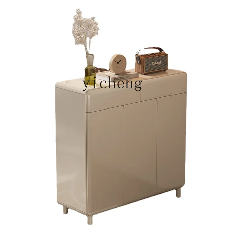 ZK Home Shoe Cabinet New Popular Indoor Entrance Cabinet Cream Style Light Luxury Door Integrated Wall