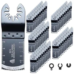 50pcs Curved-Edge Multi Tool Blades Kits Universal Oscillating Saw Blades for Clean Cuts in Wood and Plastic