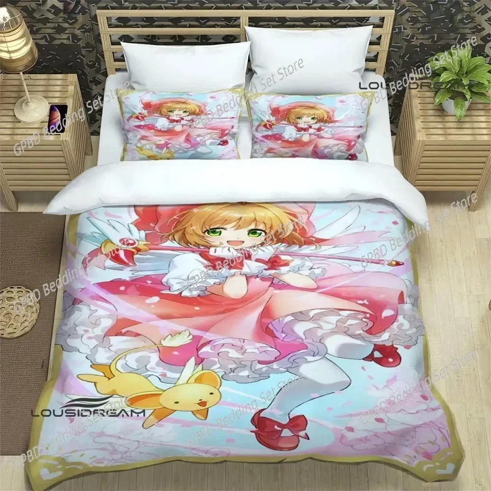 Anime Card Captor Sakura Bedding Set,Duvet Cover Comforter Bed Set Quilt Cover Pillowcase,King Queen Twin Size Boys Girls Adults