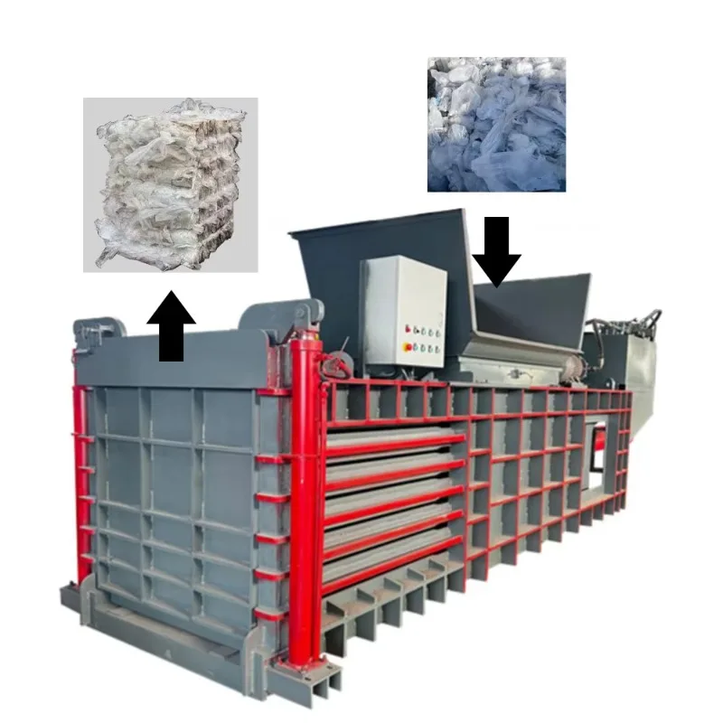 Customized Horizontal Hydraulic Baler Machine For Hay Grass Waste Plastic PET Bottles Metal Cans Clothes Recycling Packaging