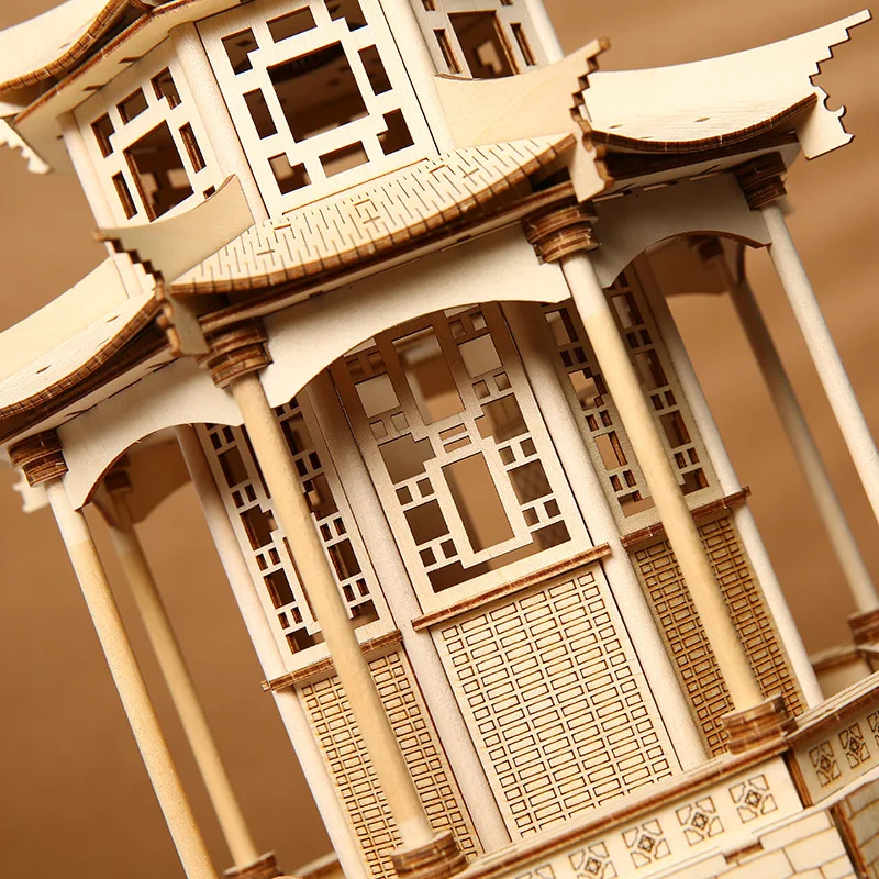 OUZEY bloques de construcción de madera 3D para adultos actividades creativas para niños Hobby casa de modelado casas en miniatura