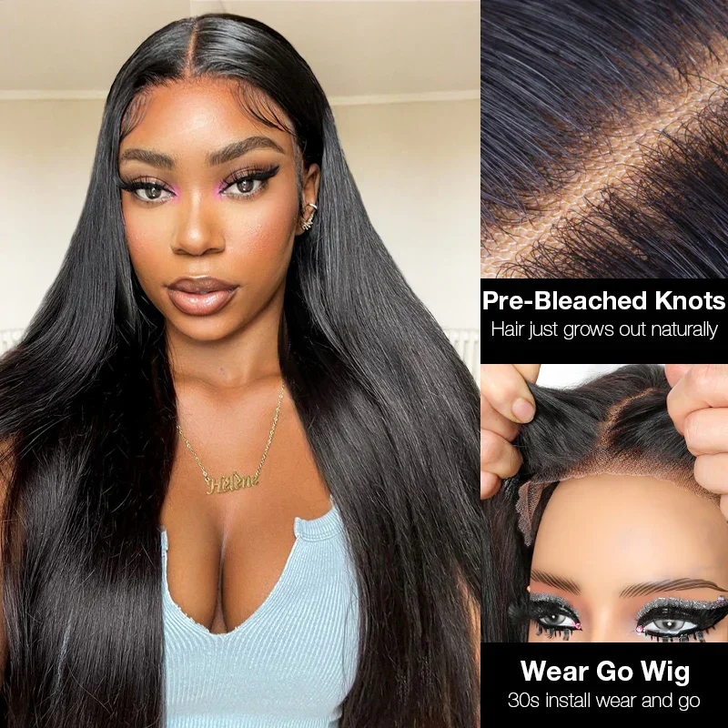 100% Human Hair Ready To Wear Smooth Straight Glueless Wigs 13x4 13x6 HD Lace Frontal Wigs For Women 5x5 6x4 Lace Closure Wig