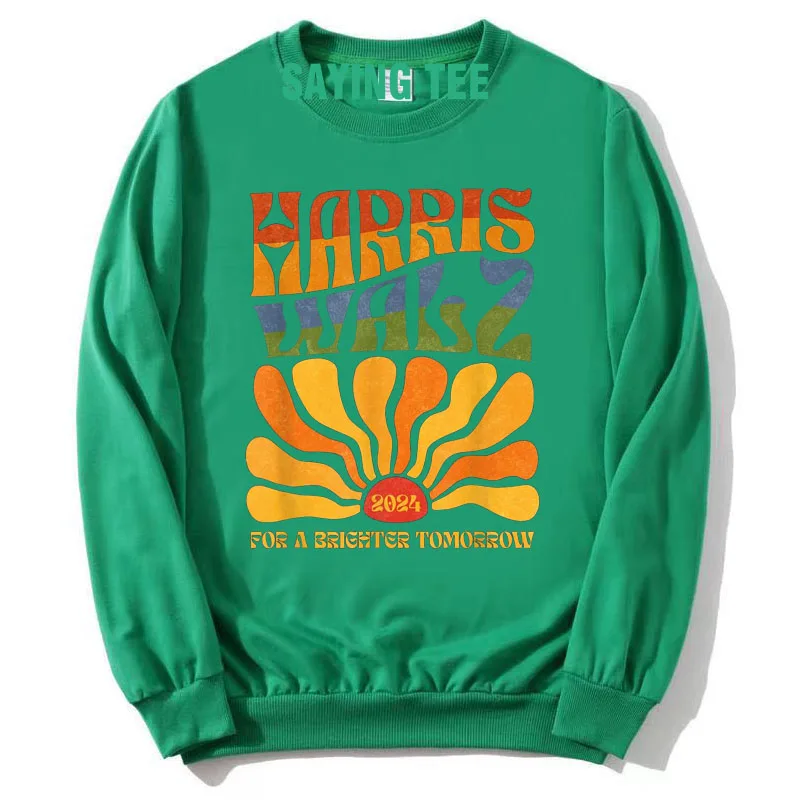 Harris Waltz for A Brighter Tomorrow Boho Aesthetic Sweatshirt Humor Funny Harris Supporter Fan Pullower Sweater Saying Tee Tops