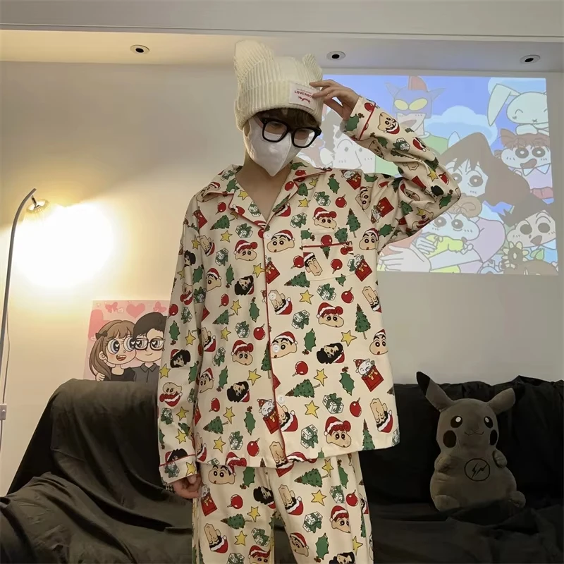 Crayon Boy Shin pyjama met lange mouwen Leuke cartoon thuisoutfit voor koppels Warme comfortabele kerstcadeaus Meisjes Jongens Homewear