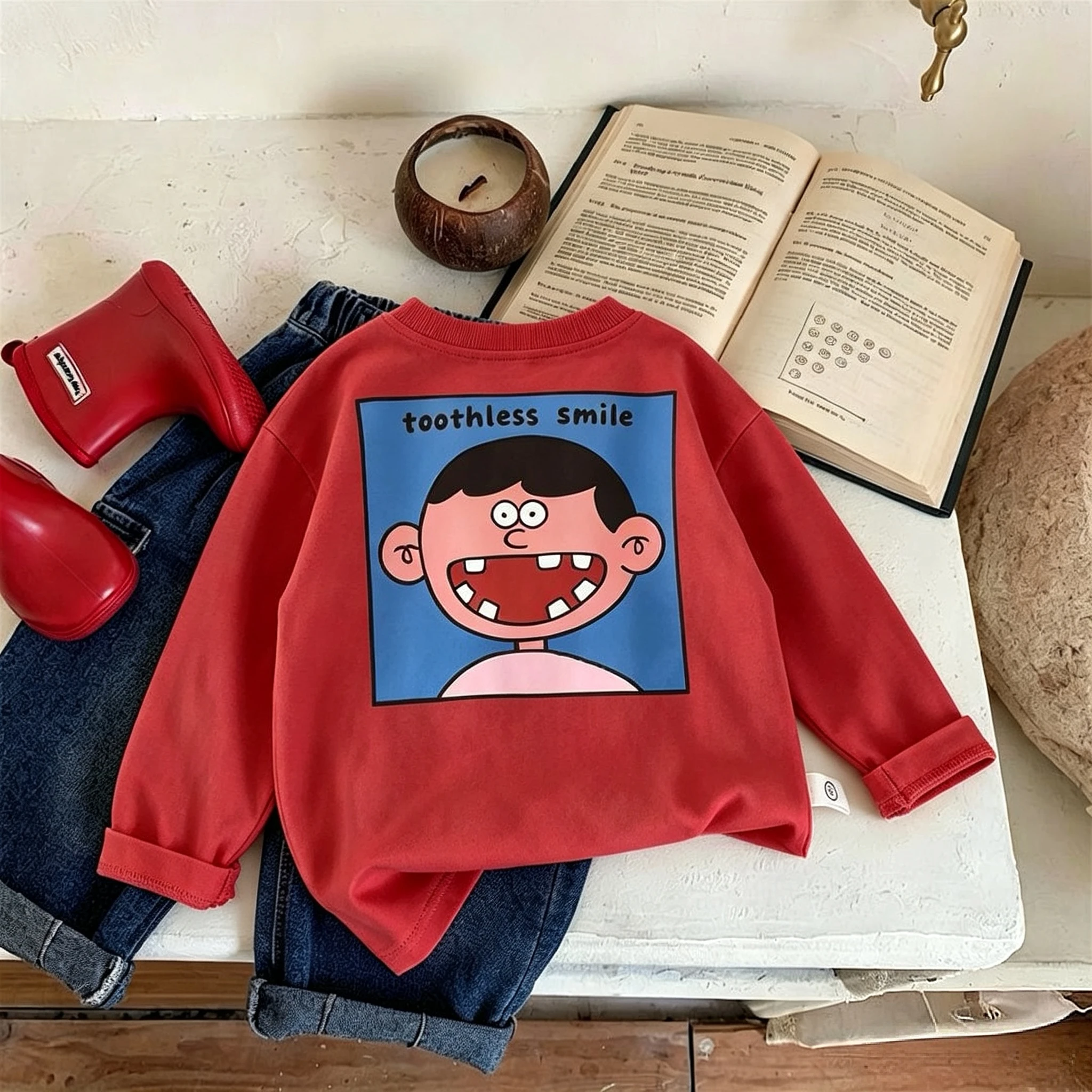 Langarm-T-Shirt für Mädchen und Jungen, Oberteile, Herbstkleidung, bedruckt, modisch, beliebt, Kinder-Unterhemd, Rundhalsbluse, Kinderbekleidung. – Detail 9