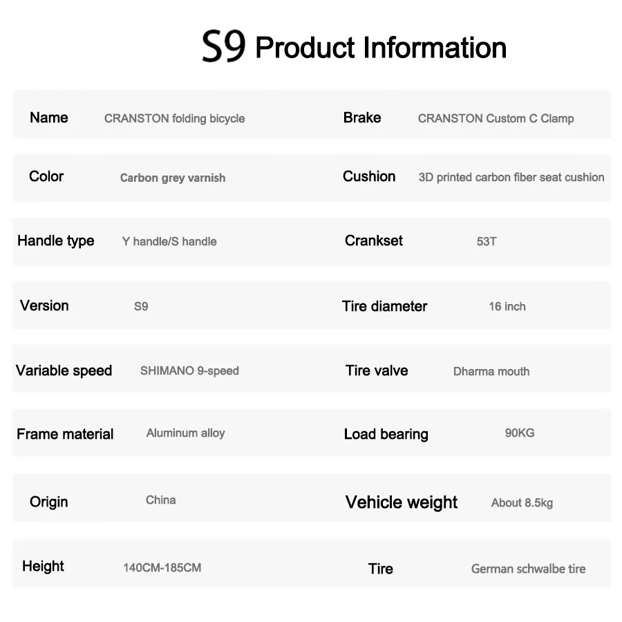 كرانستون S9 سبائك الألومنيوم دراجة قابلة للطي خفيفة ومحمولة 16 بوصة 9 سرعات ريترو ركاب دراجة قابلة للطي للكبار