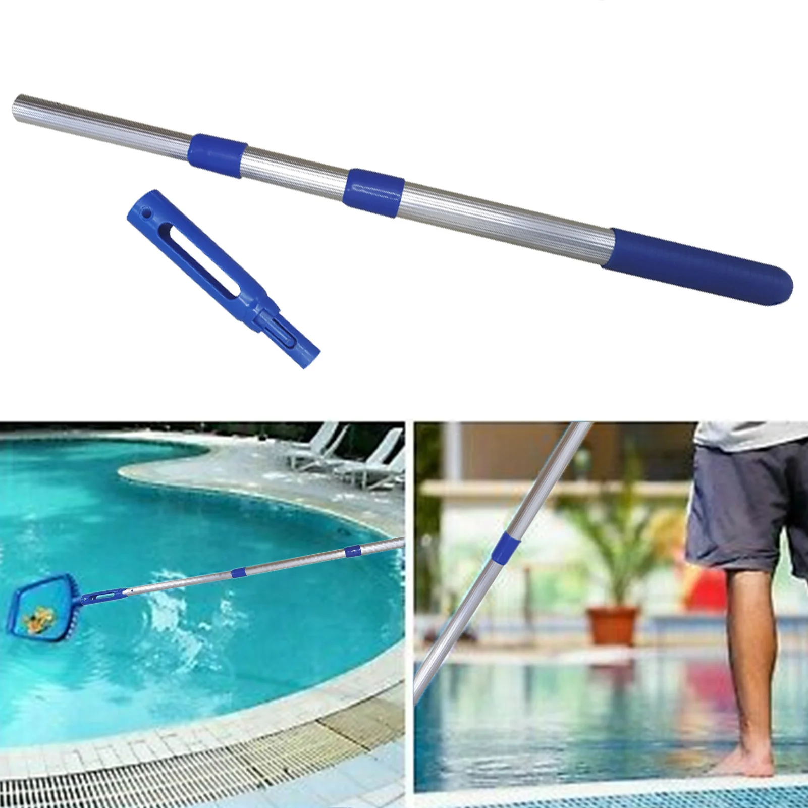 Swimming Pool Telescopic Handle Pole Adjustable Telescopic Handle Extending Swimming Pool Cleaner Handle Rod Life-Saving Pole