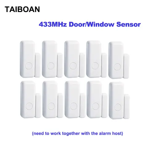 TAIBOAN 433MHz 무선 자기 도어 창 센서 홈 경보 시스템 App 알림 경고 창 센서 감지기