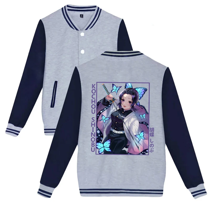 Kochou-Chaqueta de béisbol Shinobu para mujer, sudaderas con capucha de moda, Tops de manga larga con bolsillo