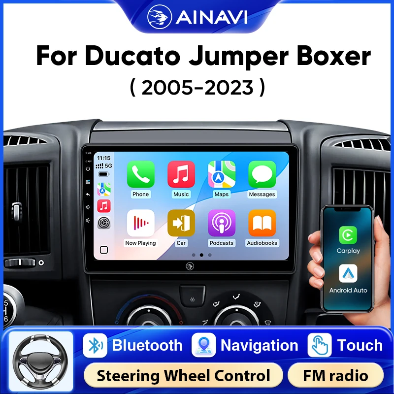 Ainavi Autoradio Per Fiat Ducato Citroen Jumper Peugeot Boxer 2006-2024 Wireless Carplay Android Auto Car Multimedia DSP 9 pollici