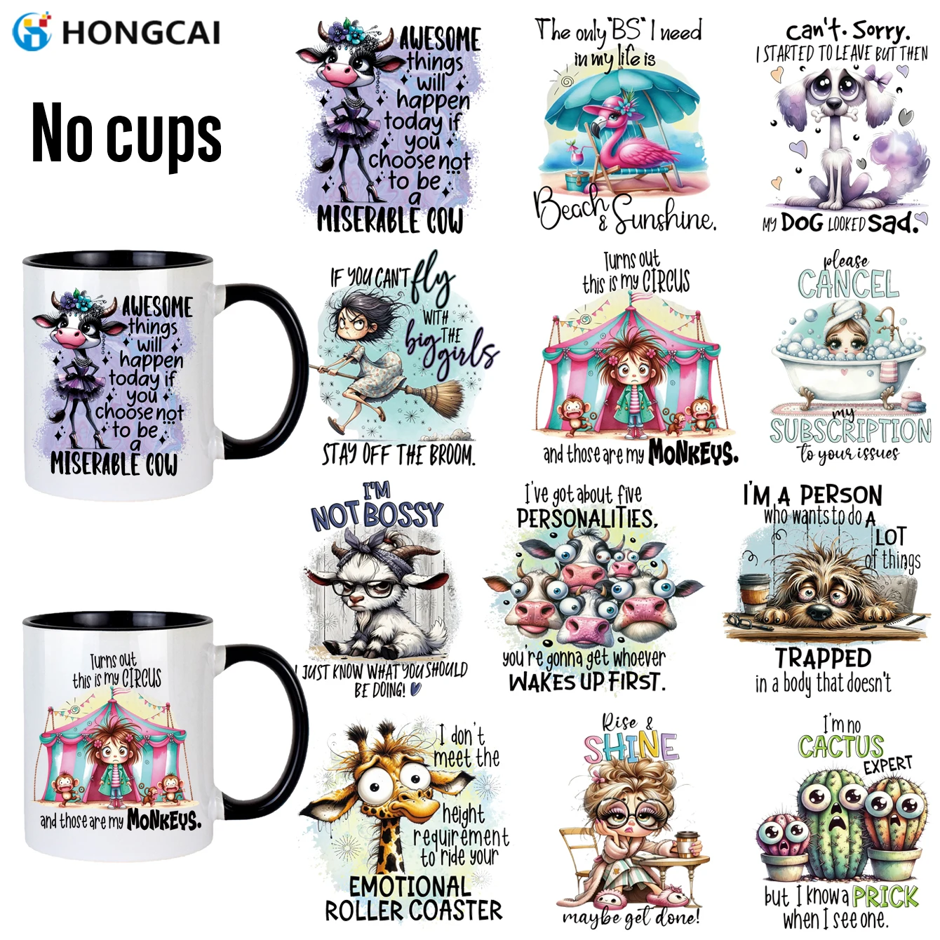 

4 pieces of quirky and cute cartoon-patterned UV DTF stickers with 3D crystal embossing. Easy to apply, vibrant colors that last