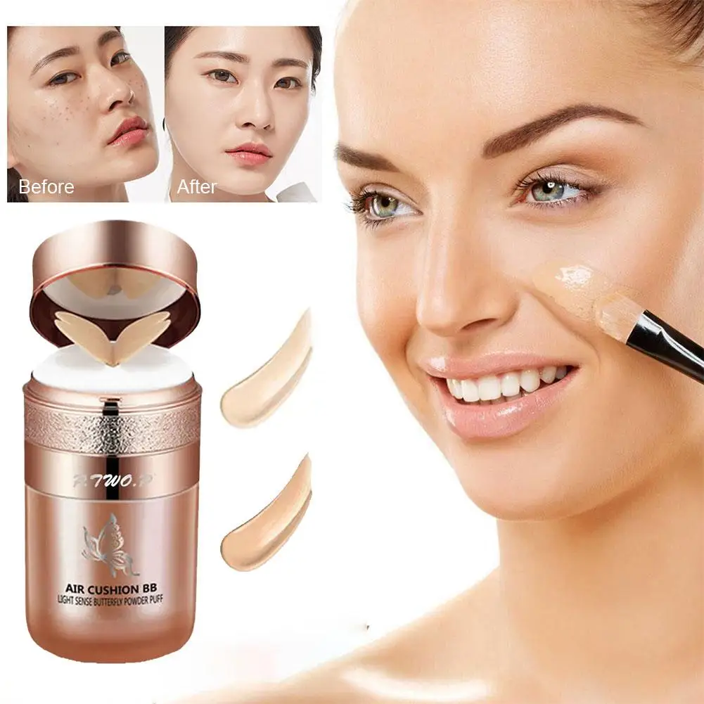 Butterfly Air Cushion BB Cream Lasting Powder Puff Hydrating Moisturizing Foundation Isolation Concealer Waterproof Makeup