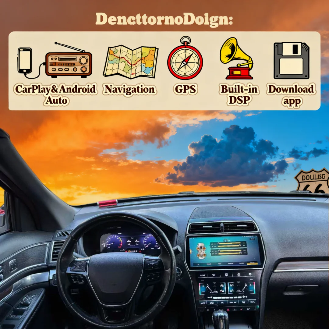 

12,3-дюймовая автомобильная магнитола с двумя экранами, 8 ГБ ОЗУ, 256 ГБ памяти, для Ford Explorer 2011-2019, CarPlay, Android 14, GPS-навигация, головное устройство, плеер