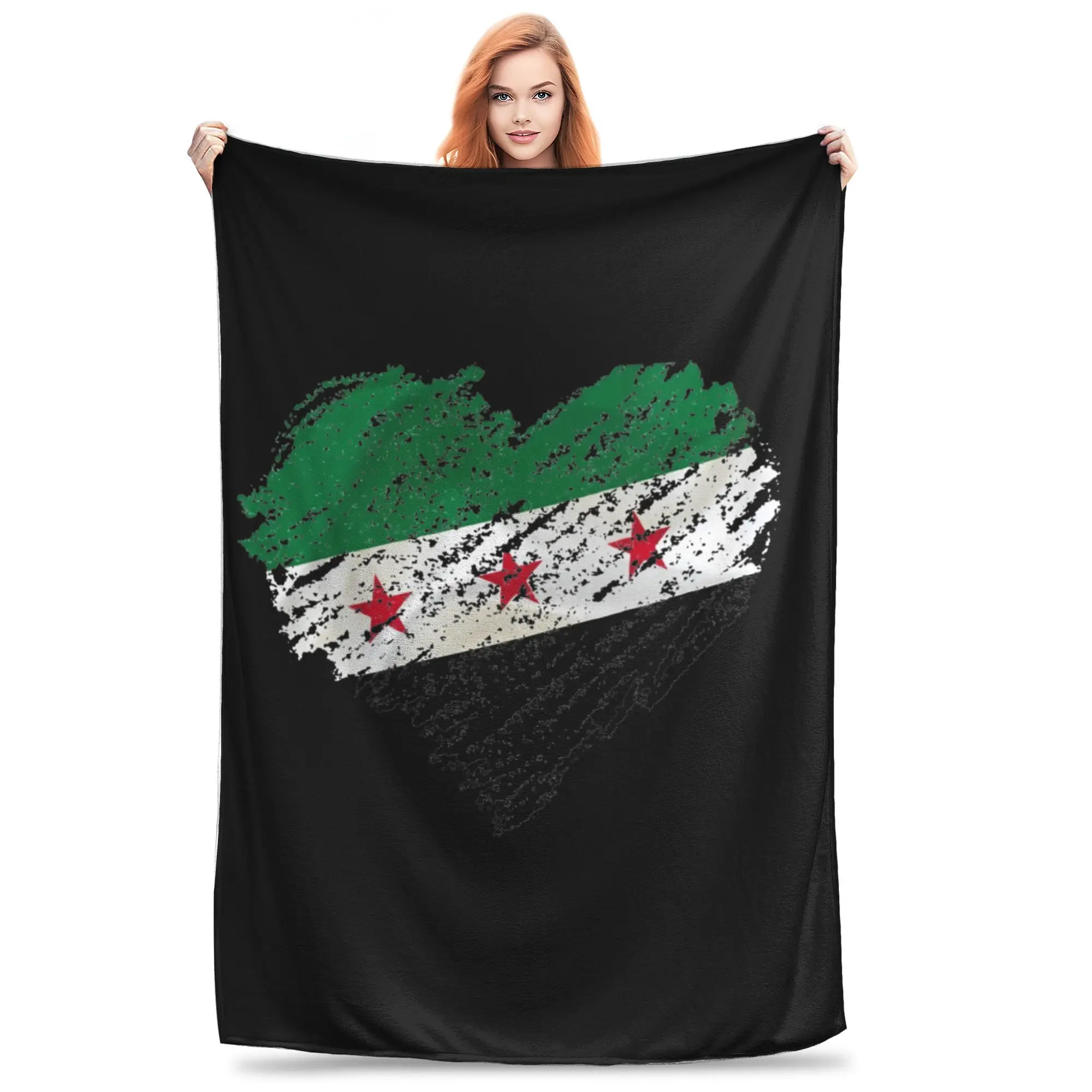 Scribble I Love Syria Independence Flag Blanket  Flannel Awesome Warm Throw Blankets for Bedding Lounge Spring/Autumn