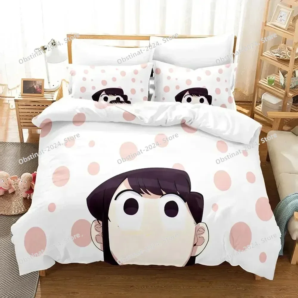 Anime Komi Can't Communicate Bedding Set Boys Girls Twin Queen Size Duvet Cover Pillowcase Bed Kids Adult Home Textileextile