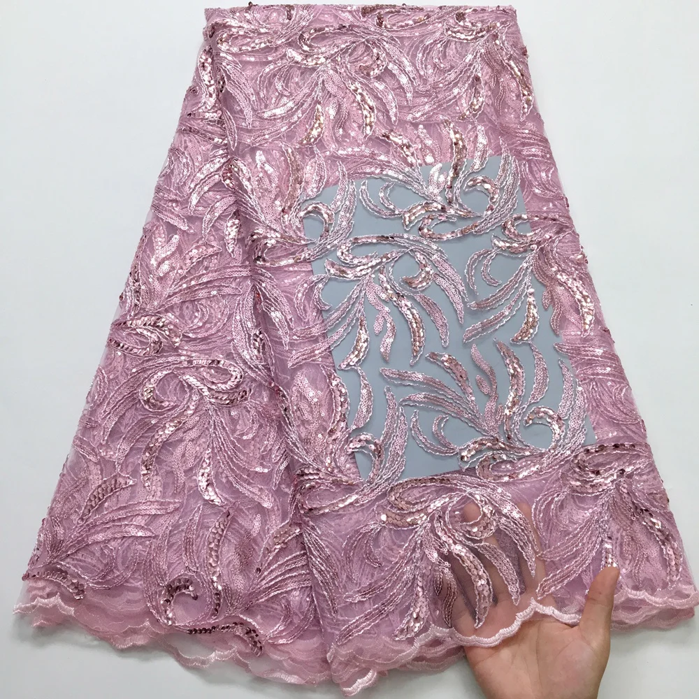 Latest African Lace Fabric 2024 5Yards Embroidered Nigerian Laces Fabrics Bridal High Quality French Tulle Lace Fabric S3892