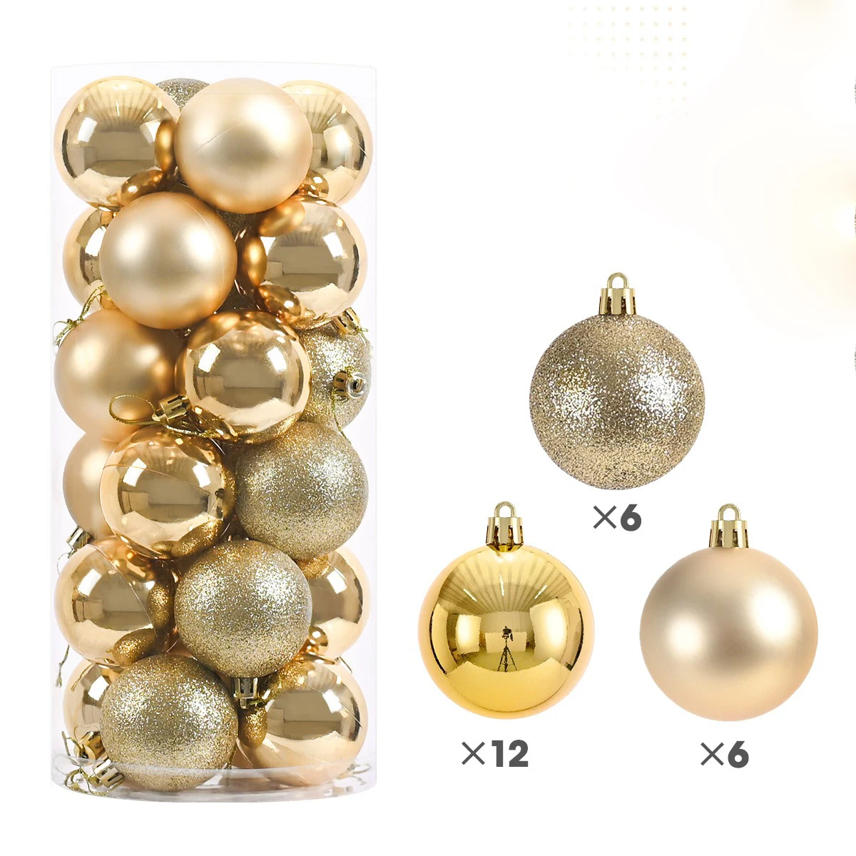 24Pcs Christmas Balls 4/6CM Big Ball Christmas Tree Pendant Ornaments for Home Party Decor 2025 New Year Navidad Gifts Accessory