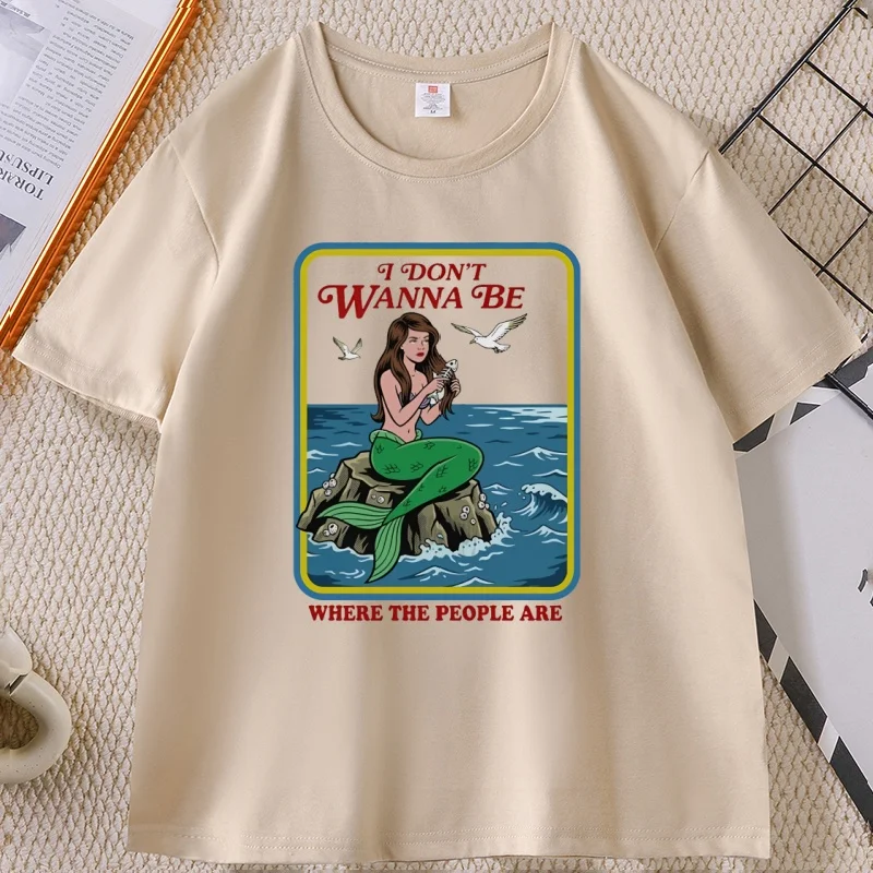 

I Don't Wanna Be Where The People Are T-shirt Funny Adult Humor T Shirt Cotton Short Sleeve Round Neck Tshirt Man Clothing
