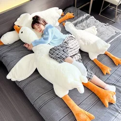 Almohada de felpa gigante de 190cm para niña, juguete de ganso blanco, relleno realista, alas grandes, abrazo de pato, cojín de masaje para novio