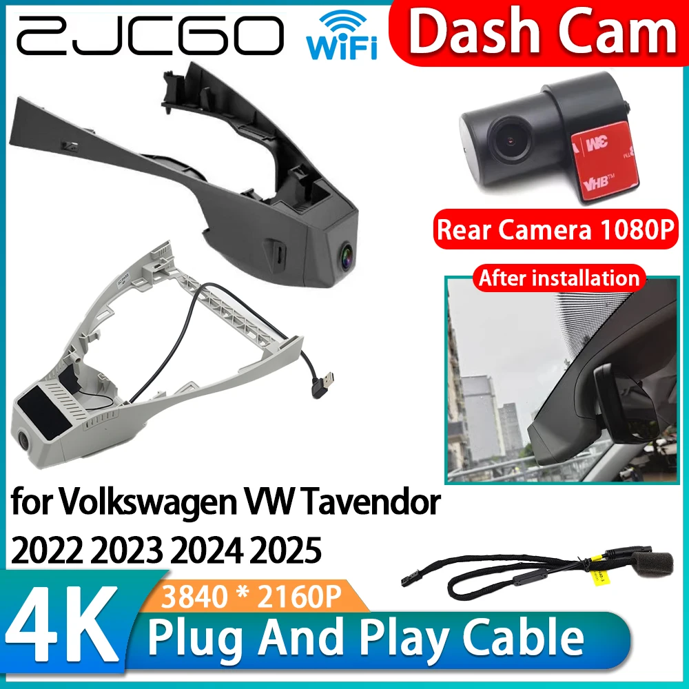 ZJCGO for Volkswagen VW Tavendor 2022 2023 2024 2025 4K 2160P Wifi DVR IMX335 OEM Car Video Recorder Dash Cam Front Rear Camera